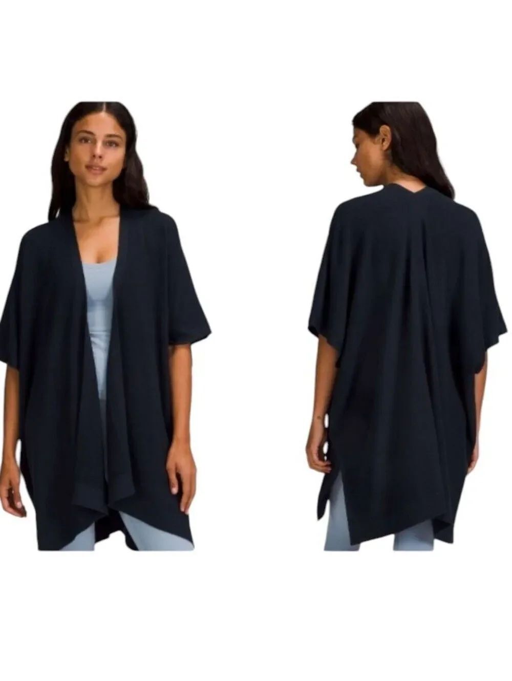 Lululemon Merino Wool Short Sleeve Wrap True Navy Blue One Size Fits Most